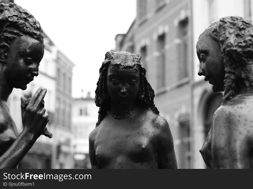 Statue, Sculpture, Black And White, Monument