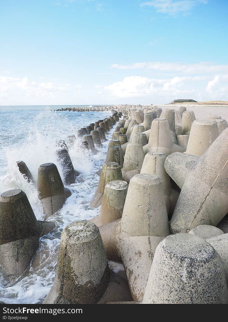 Sea, Shore, Breakwater, Coast