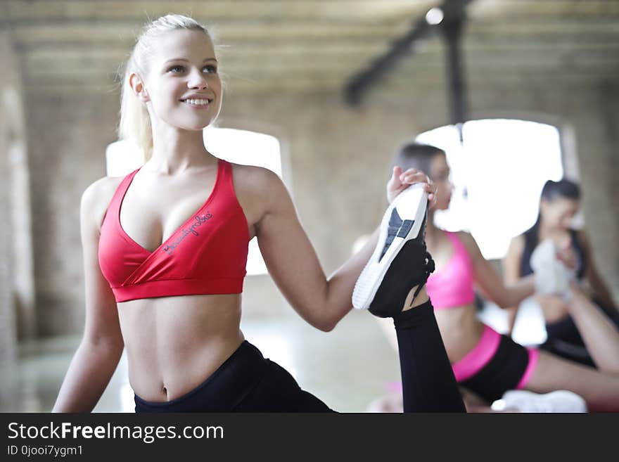 Woman Wearing Red Bralette