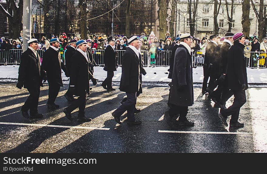 Group of Men Marching