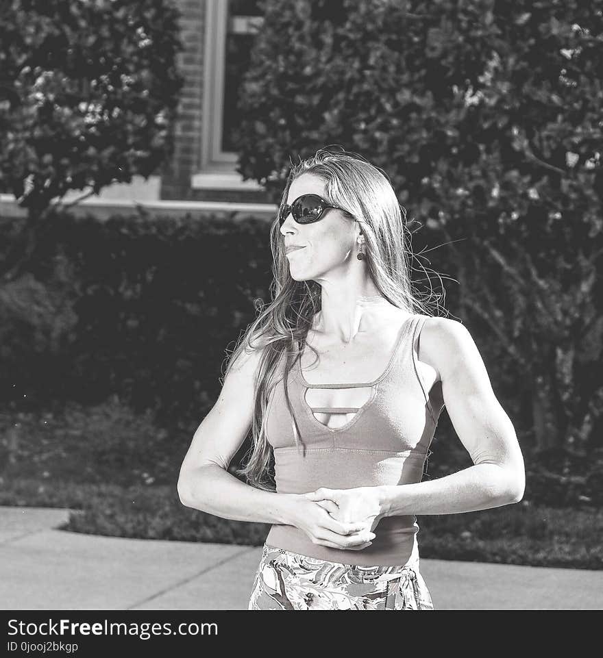 Woman Wearing Caged-neckline Tank Top