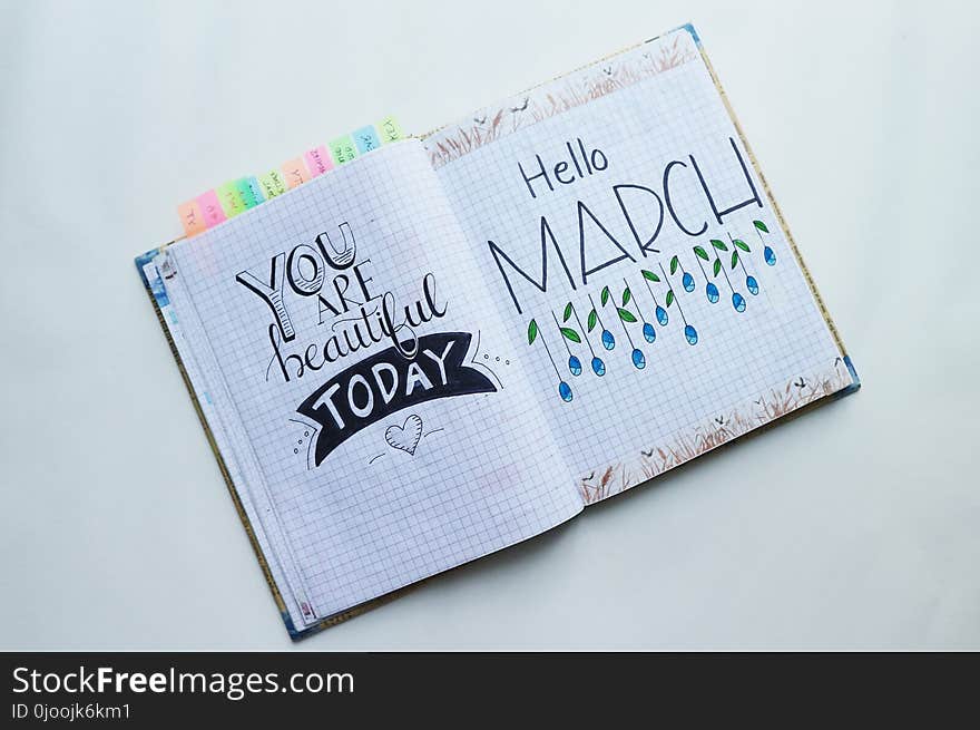 Book Page With Hello March Text