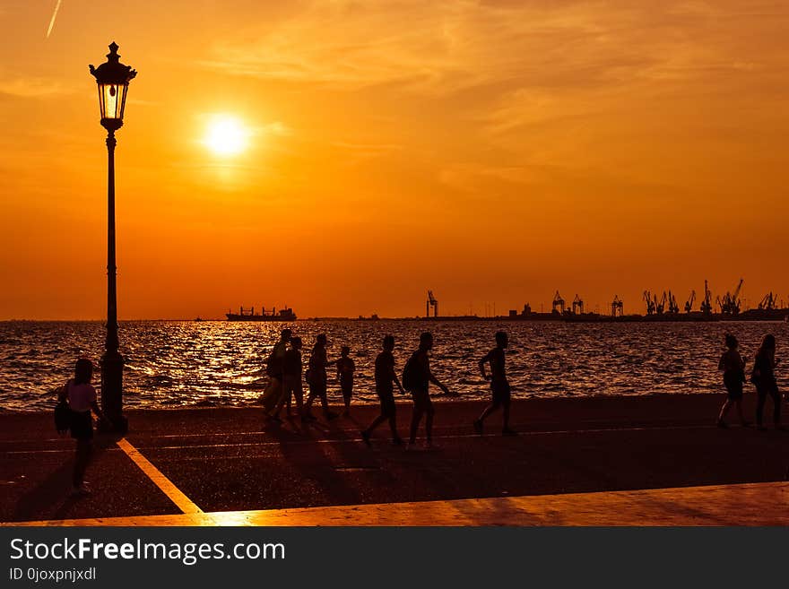 Sunset, Horizon, Sea, Sunrise