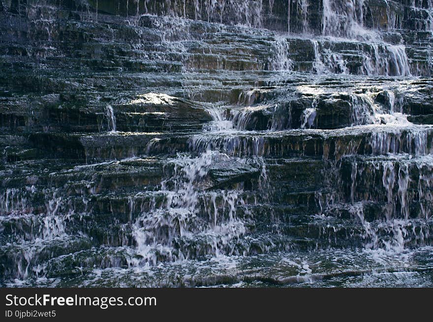 Waterfalls on Gray Rock Formation