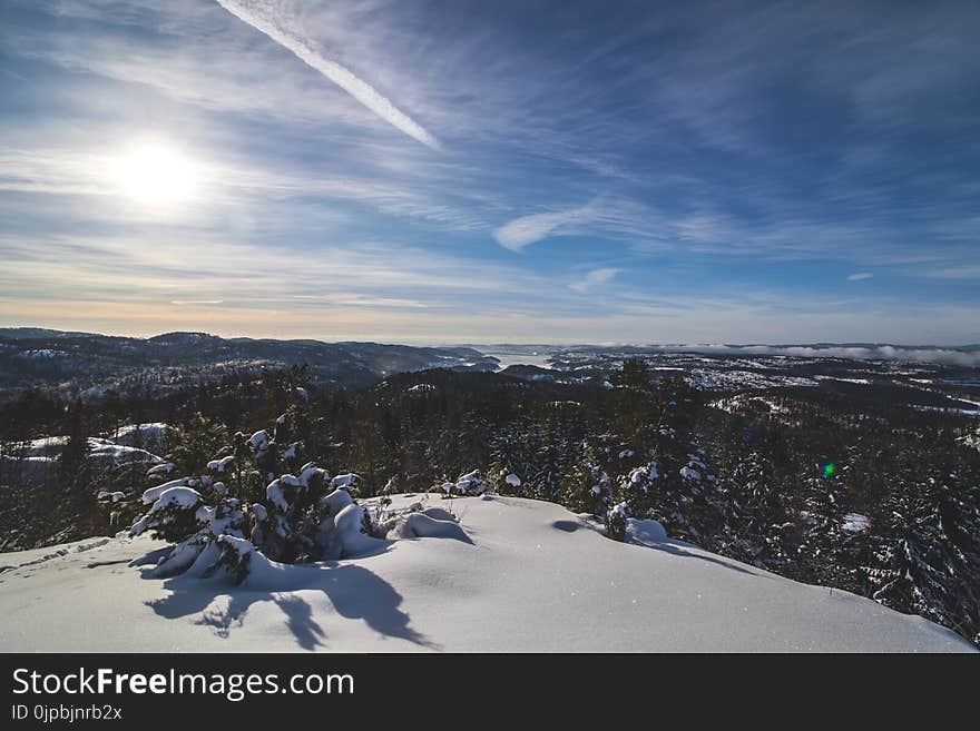 Landscape Photography of Mountain Covered With Snow Surrounded With Trees