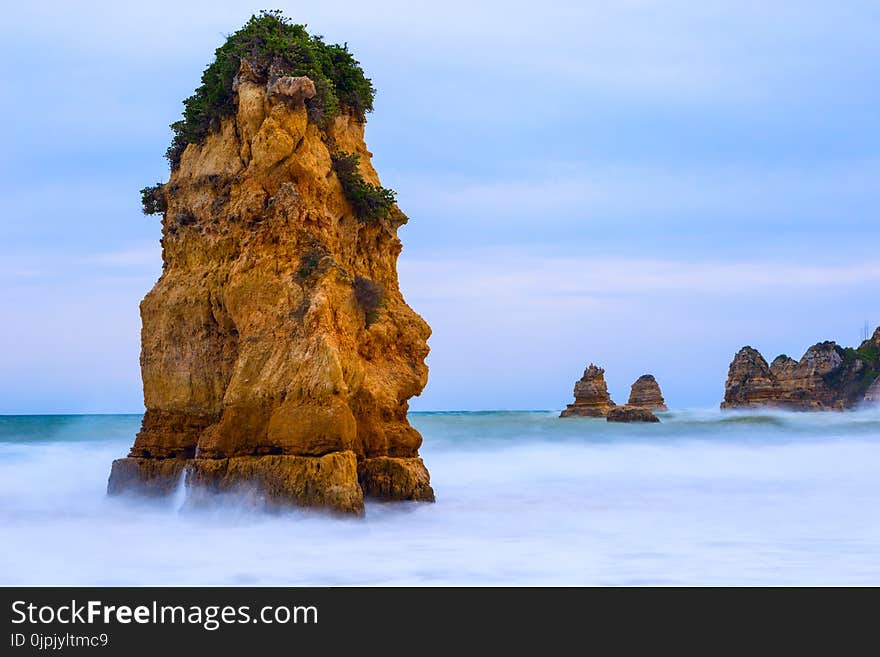 Rocky cliffs of Praia Dona Ana at Lagos, Portugal