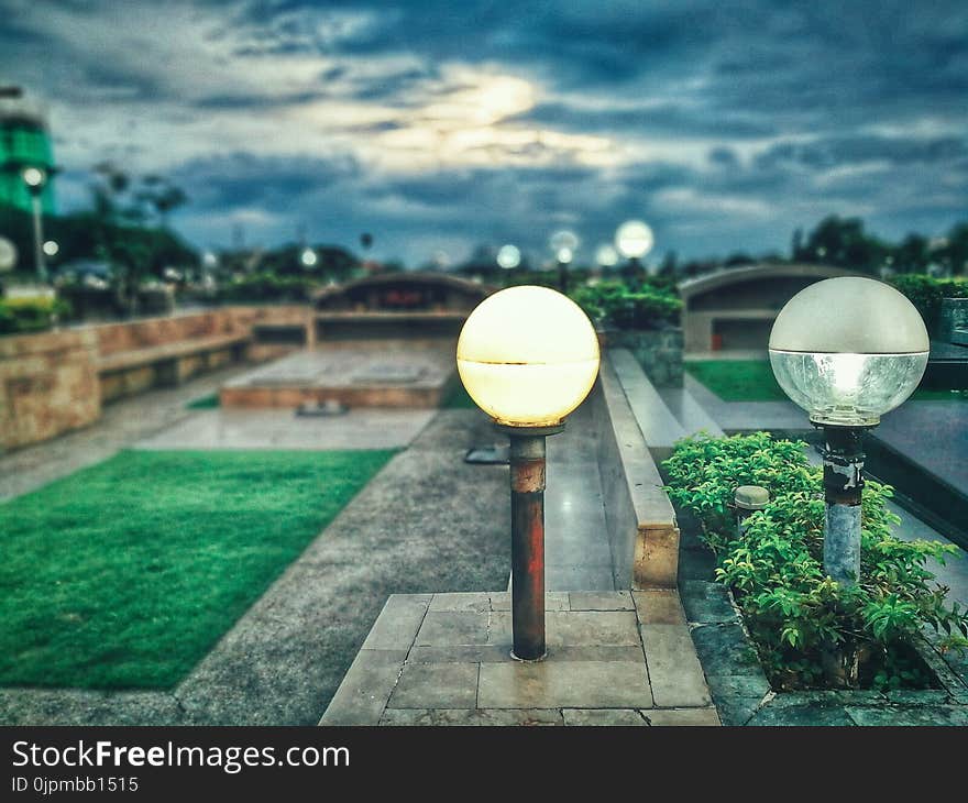 Green Grass With Gray Concrete Pavement Frame