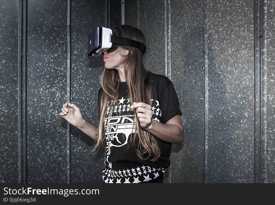 Woman Wearing Virtual Reality Glasses