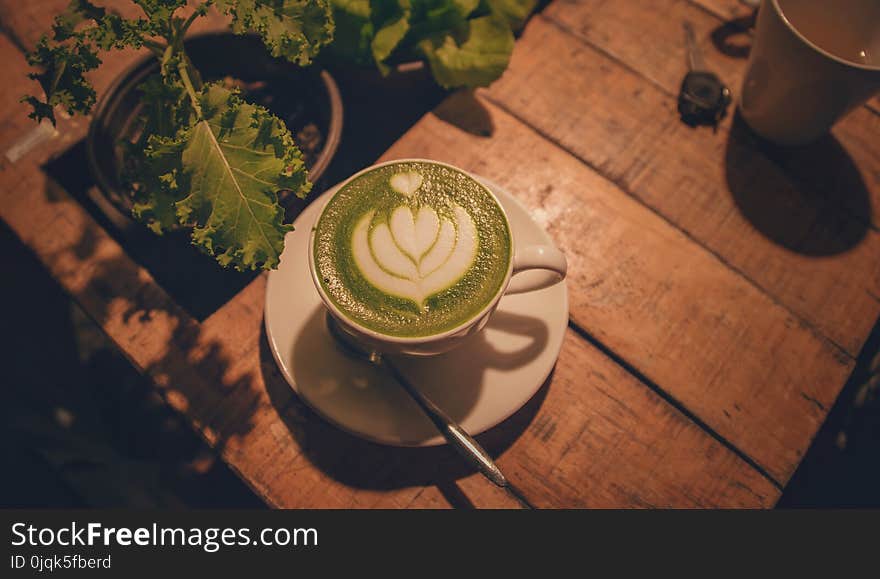 White Ceramic Cup Near Plant