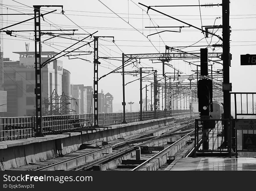 Grayscale Photography of Train Station