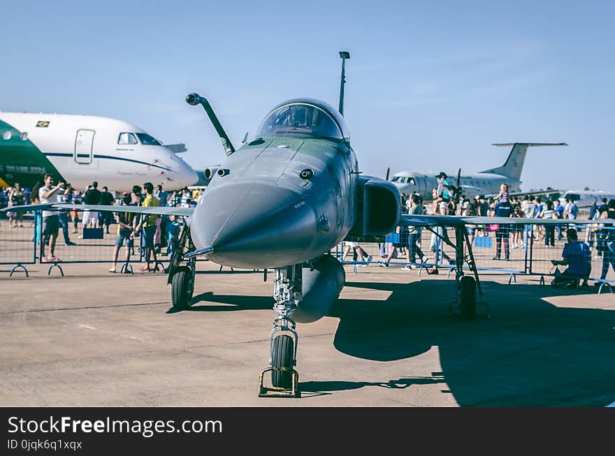 Gray Fighter Jet on Airstrip