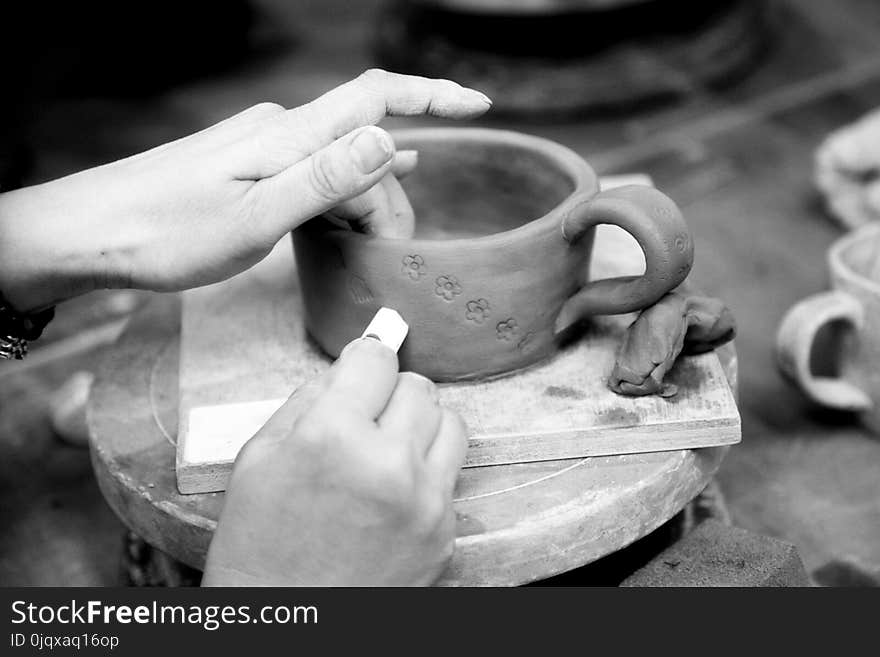 Black And White, Hand, Monochrome Photography, Coffee Cup