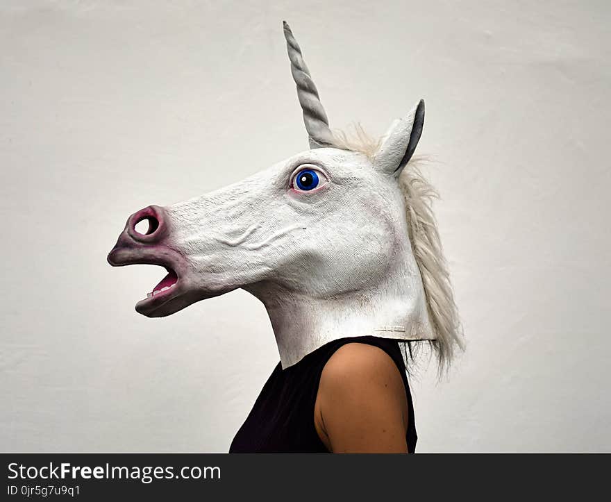 White Unicorn Head Costume