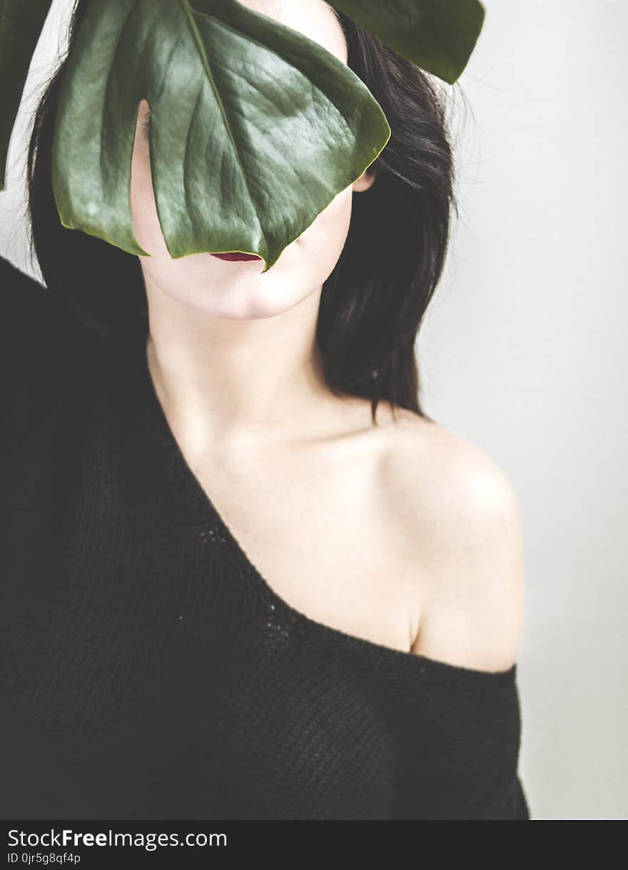 Woman Wearing Black One-shoulder Shirt