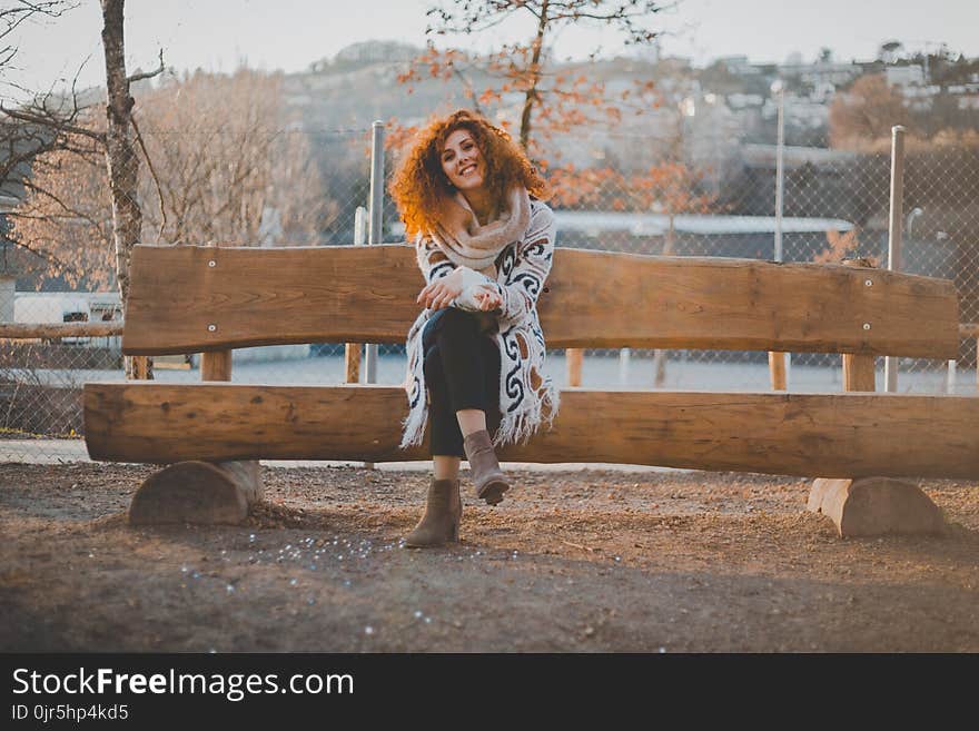 Woman Wearing Knitted Sweater