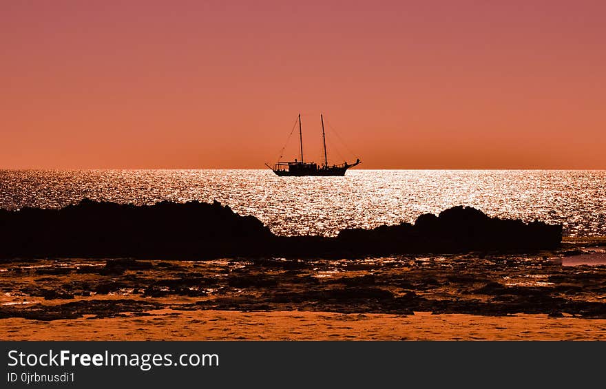 Sea, Horizon, Sky, Sunset