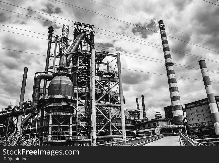 Industry, Black And White, Monochrome Photography, Factory