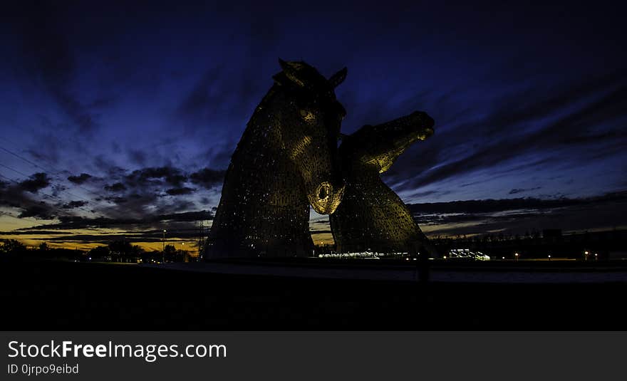 Two Black Horse Statues