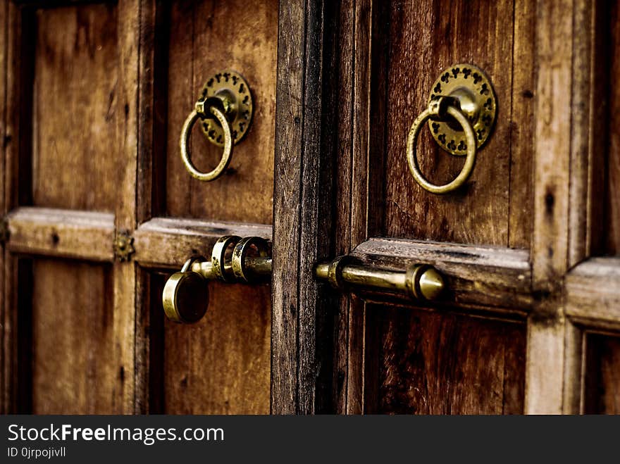 Brown Wooden Door With Locks