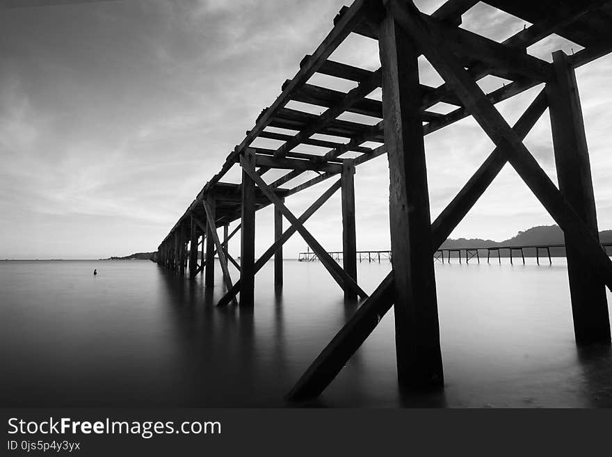 Grayscale Photo of Bridge