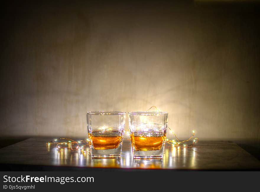 Two Clear Glass Shot Glass With String Lights