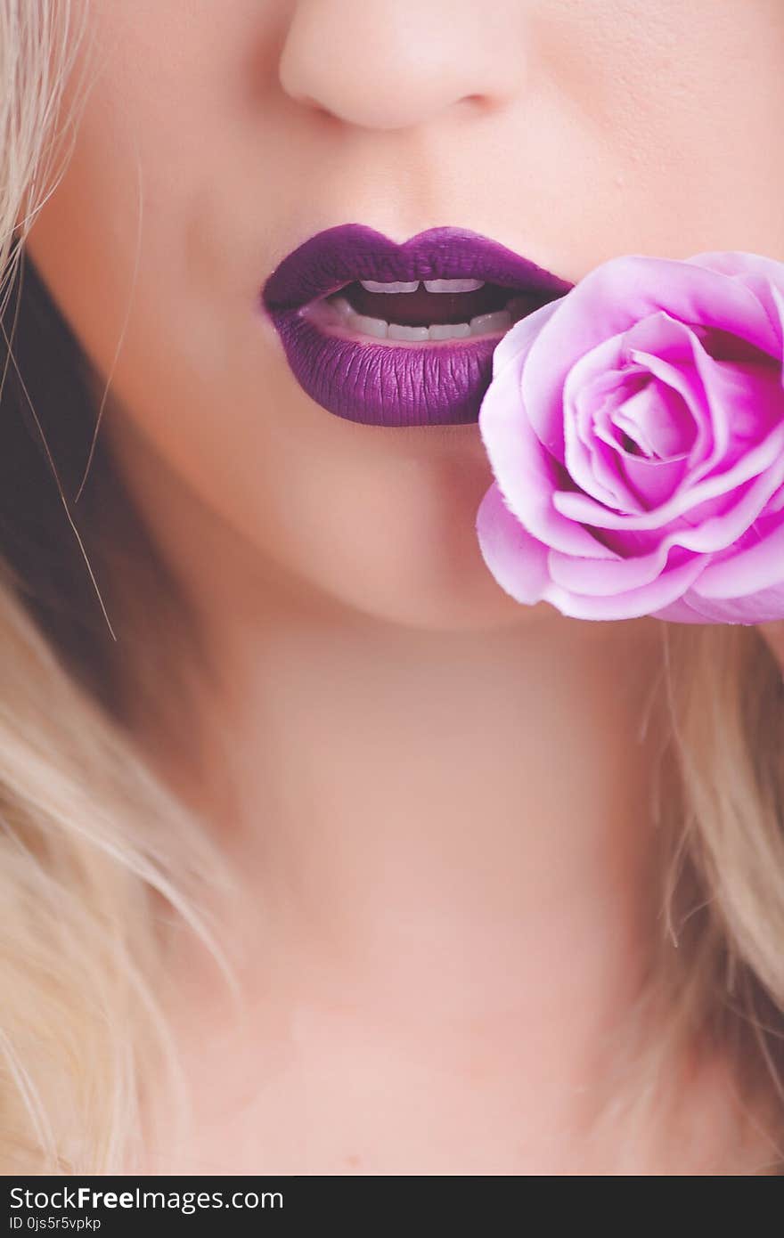 Woman in Purple Lipstick