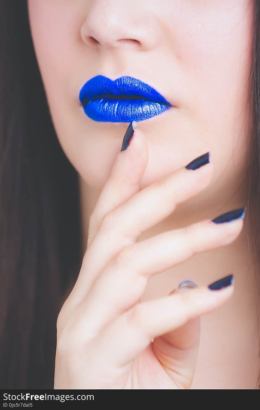 Woman With Blue Lipstick