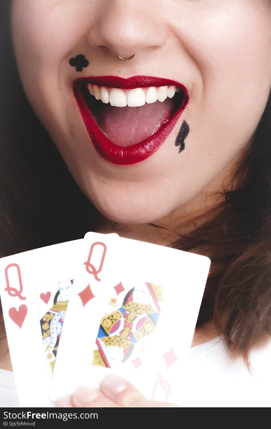 Two Queen of Heart and Diamond Playing Cards