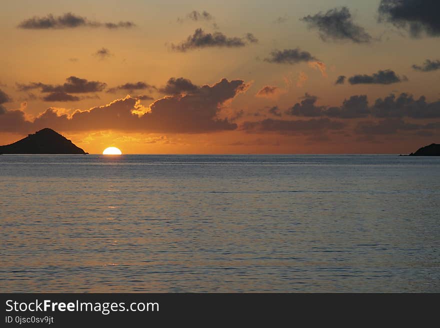 Horizon, Sky, Sunset, Afterglow