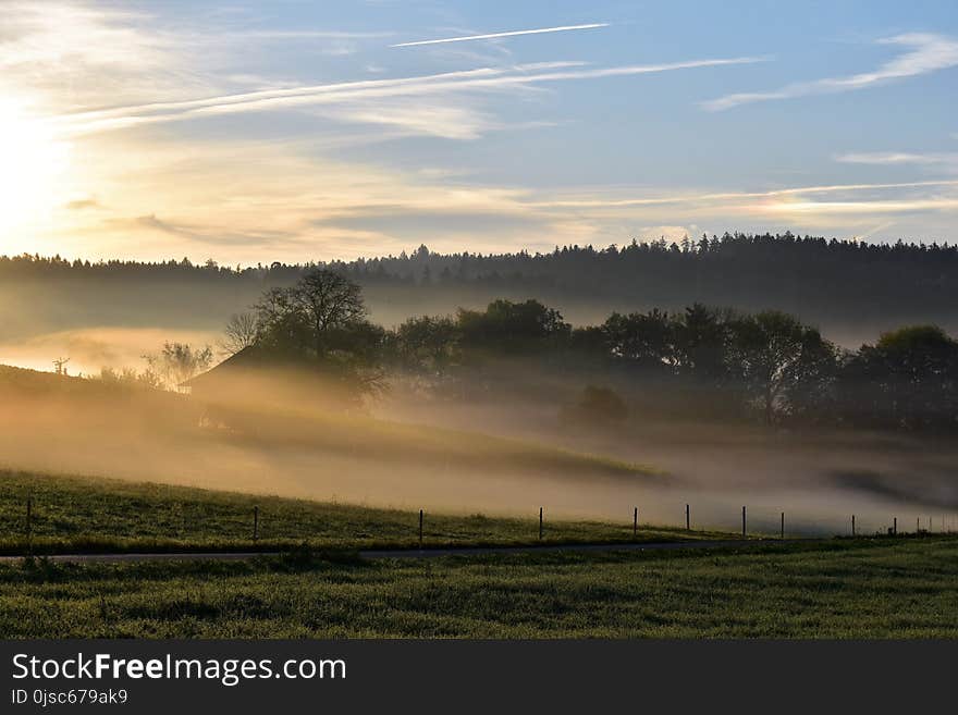 Sky, Dawn, Mist, Morning