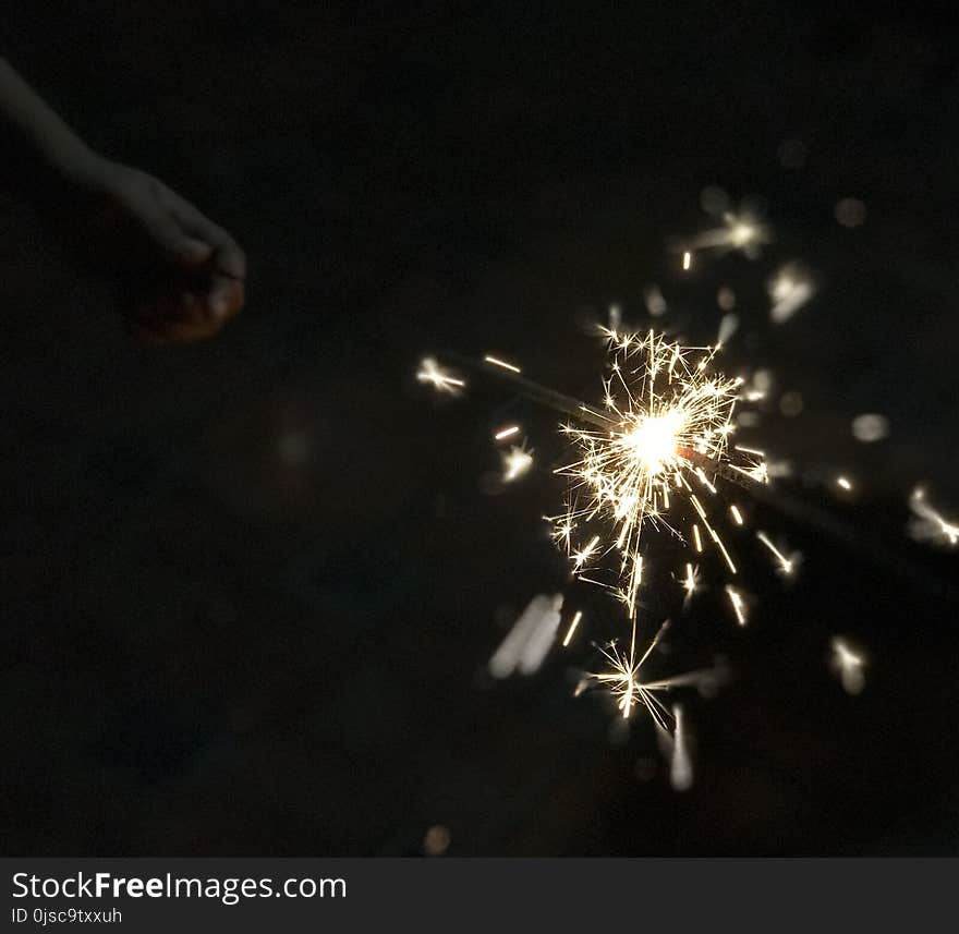 Sparkler, Fireworks, Darkness, Lighting