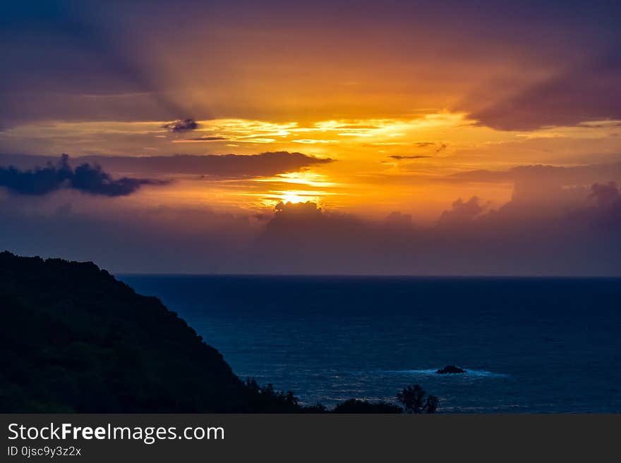 Sky, Horizon, Afterglow, Sea