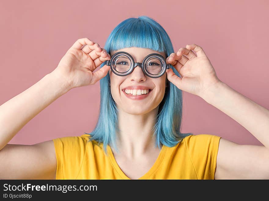 Young Woman With Funny Glasses