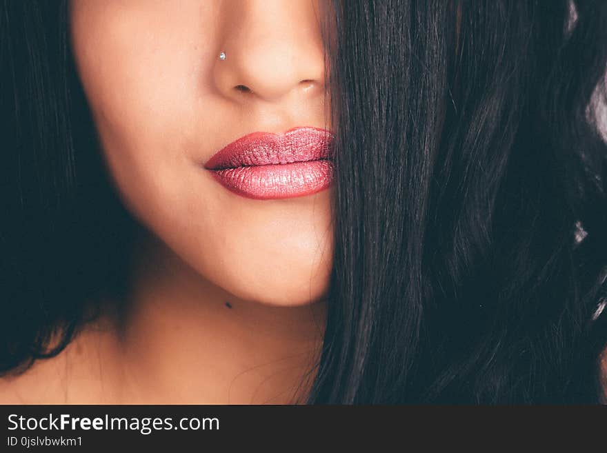 Woman With Silver-colored Nose Pin