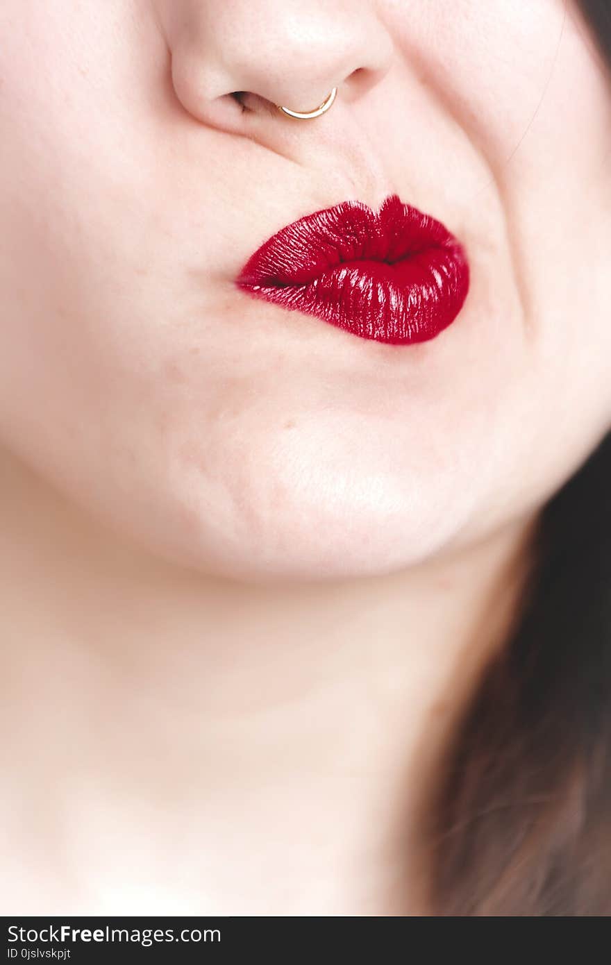 Woman Wearing Red Lipstick