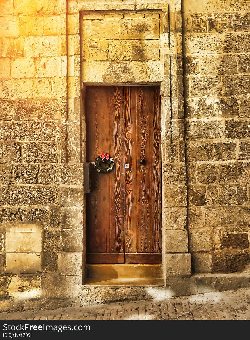 Closed Brown Wooden Door