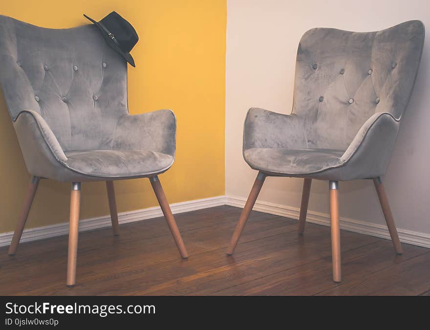 Two Suede Armchairs