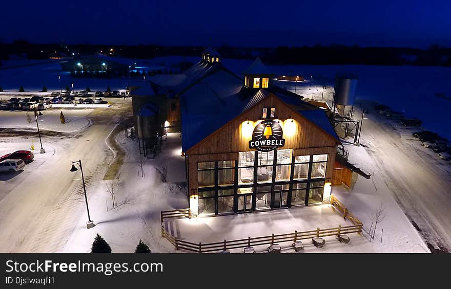 Brown Cowbell Restaurant during Nighttime