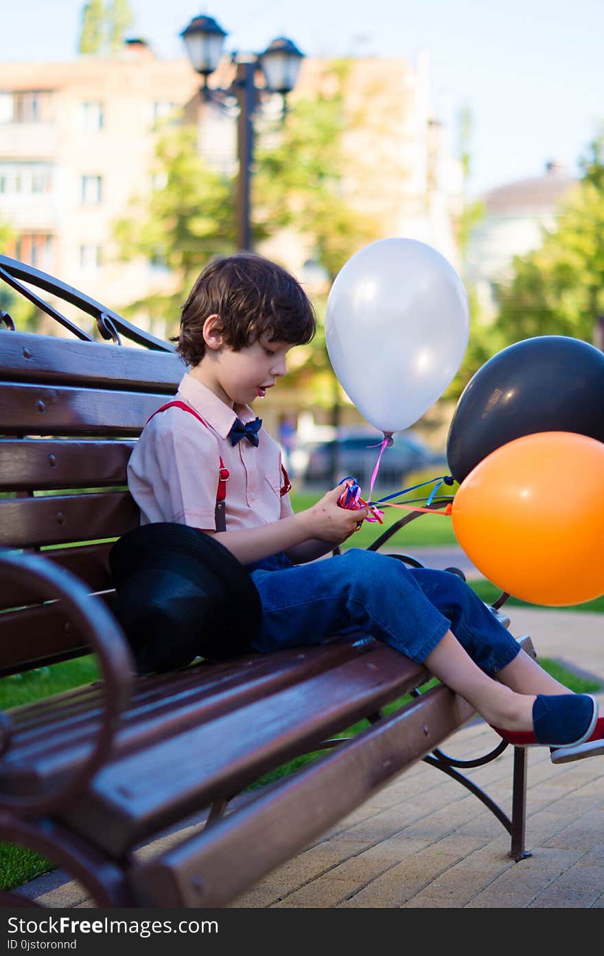 Blue, Child, Fun, Sitting