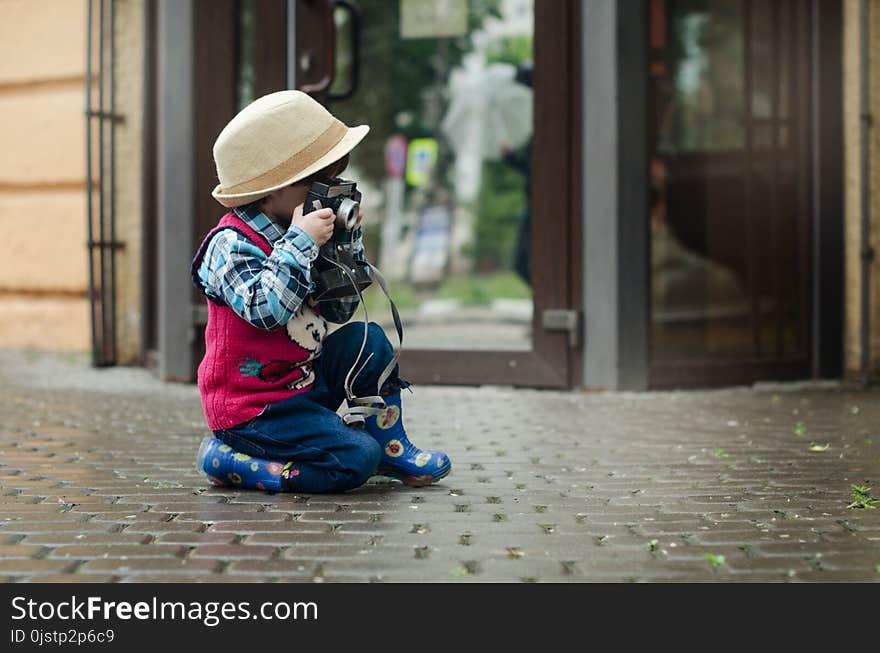 Photograph, Child, Sitting, Snapshot