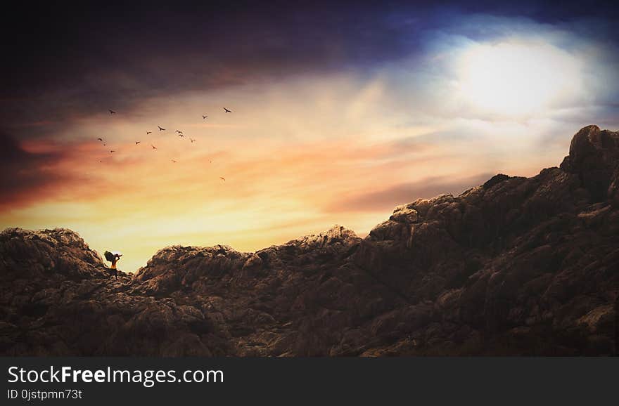 Sky, Sunrise, Rock, Horizon