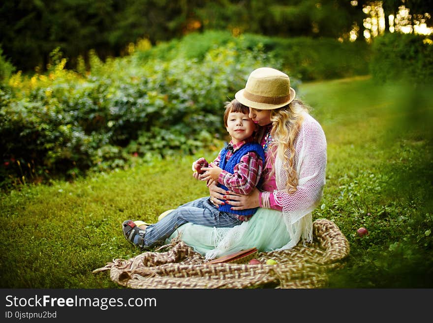 People, Photograph, Grass, Sitting