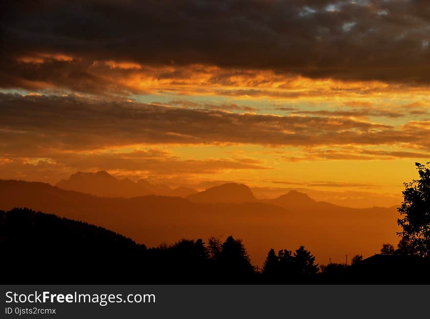 Sky, Afterglow, Red Sky At Morning, Dawn