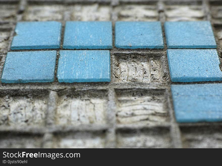 Blue, Wall, Road Surface, Cobblestone