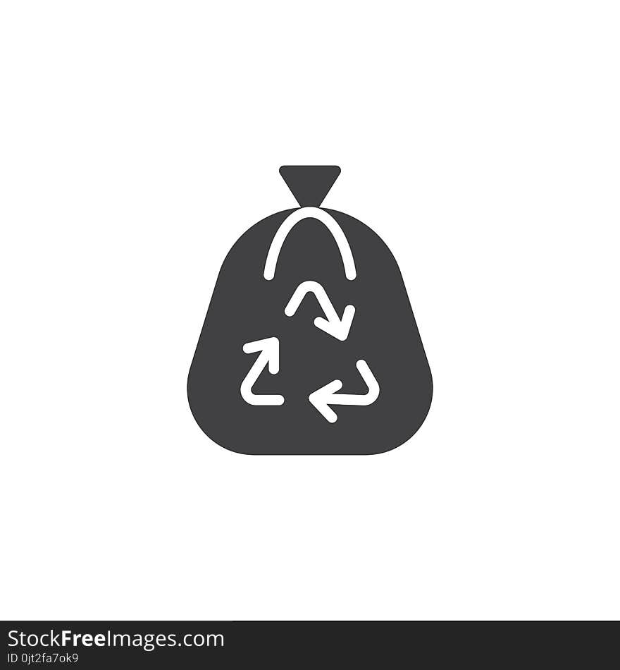 Trash bag vector icon. filled flat sign for mobile concept and web design. Recycling garbage bag simple solid icon. Symbol, logo illustration. Pixel perfect vector graphics