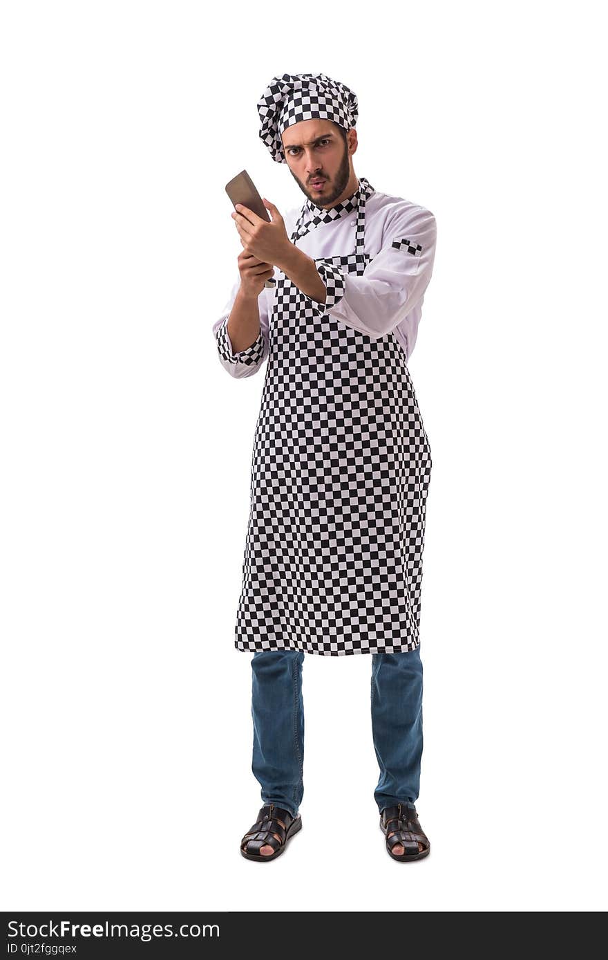 The Male Cook Isolated On The White Background