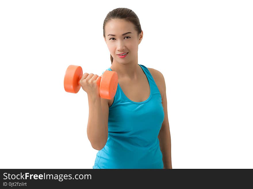 Woman Exercising With A Dumbbell Weight