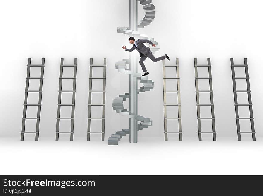 The Career Progression Concept With Ladders And Staircase