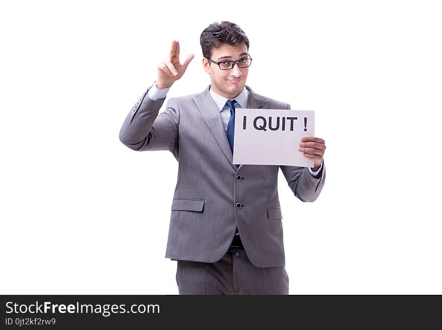 The Businessman In Resignation Concept Isolated On White Background