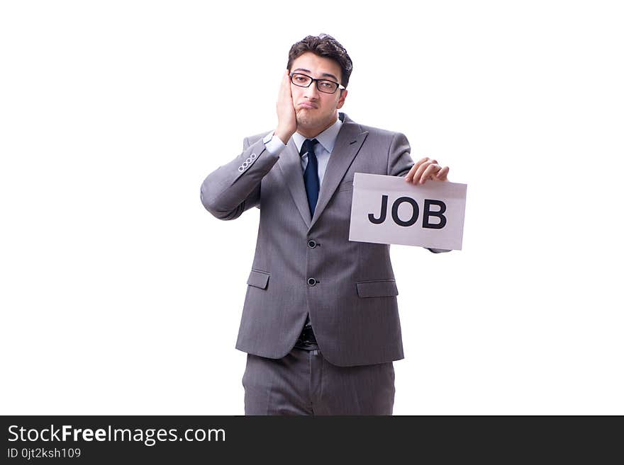 The businessman in recruitment concept isolated on white background